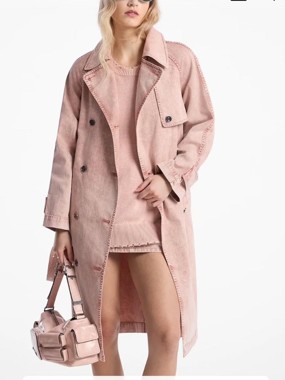 MICHAEL Michael Kors Dusty Pink Stud-Detail Trench Coat - Picture 3 of 5